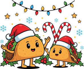 Christmas Taco Party with Santa Hats