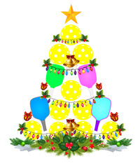 Pickleball Christmas Tree Santa Pickleball X-mas 
