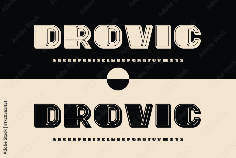 Poster retro style font drovic with distressed texture and shadow effect