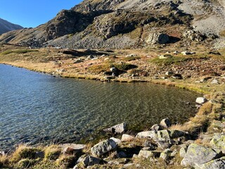 Lake Culuonnas, Guglia Lake or Julier Lake, Canton of Grisons, Switzerland - Lej da las Culuonnas or Lej dal Güglia (Lej dal Gueglia oder Juliersee), Julierpass - Schweiz