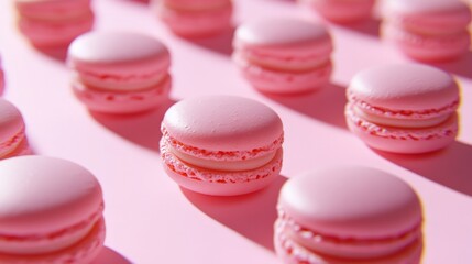 Obraz premium Pink Macarons in Isometric Style on a Bold Colorful Background