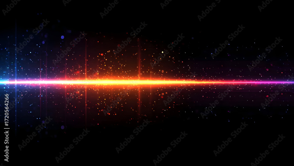 Poster a mesmerizing spectrum of colors radiating across a dark background, evoking depth.