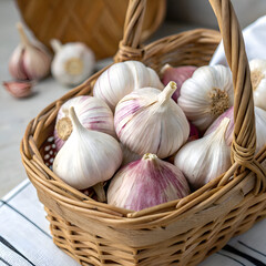 Garlic in a beautiful basket