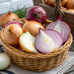 Onions in basket