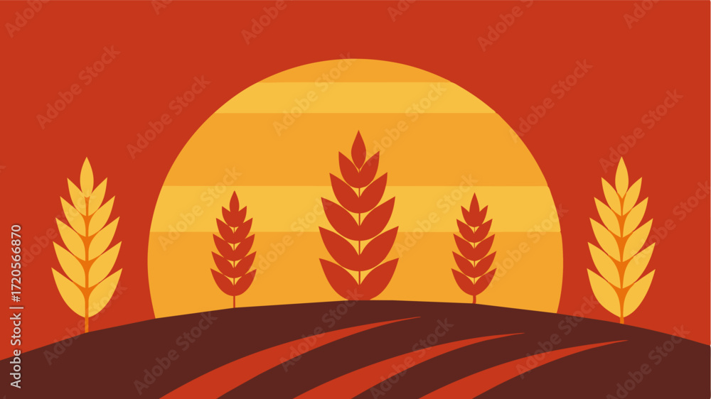 Aufkleber a sunset over a field of wheat symbolizing the gradual decline and deterioration of cognitive abilit