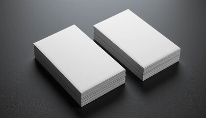 Two stacks of blank business cards on a dark surface, ready for printing.