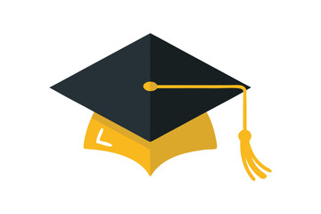 Graduation cap and book icon for academic achievement and success concept vector illustration
