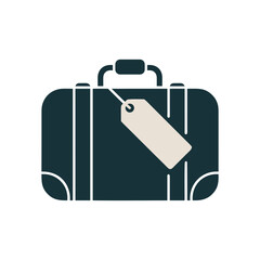 Dark suitcase with a tag attached for travel and luggage identification vector illustration
