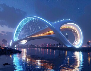 Obraz premium Futuristic Infinity Bridge Night Scene