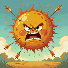 Fototapeta premium cartoon evil sun