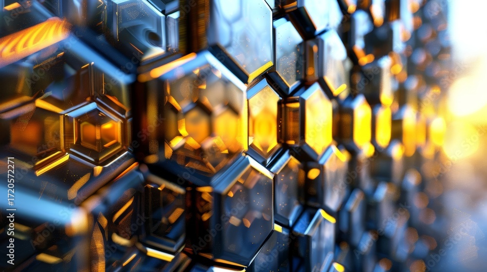 Poster a hexagonal honeycomb ice structure reflecting the suns rays in a dazzling display of light.