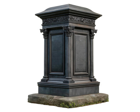 Victorian tombstone ornate monument antique grave marker stone memorial historical cemetery detailed carving somber aged outdoor heritage