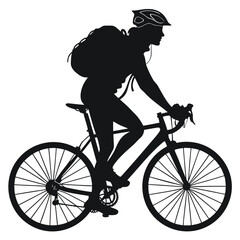 Fototapeta premium Cyclist with backpack silhouette