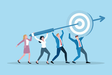 Diverse business team working together to achieve a common goal aiming for success