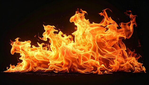 PNG of orange fire flame isolated on transparent background, simple shape, realistic texture, no background