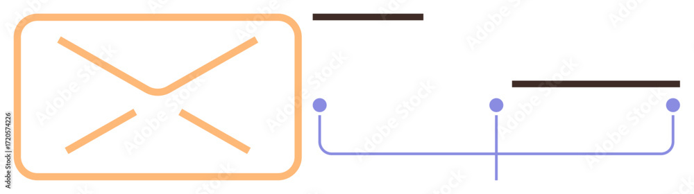 Poster envelope and two lines with dots signify seamless email communication. ideal for email systems, netw