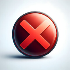 Fototapeta premium Forbidden Mark: A vibrant red X set within a glossy, rounded button, a symbol of denial or prohibition