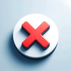 Obraz premium Red glossy round red cross cancel button icon vector illustration