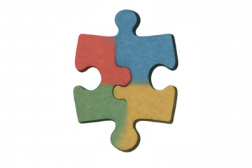 Jigsaw puzzle piece forming a symbol of autism awareness and neurodiversity, connecting different colors and textures