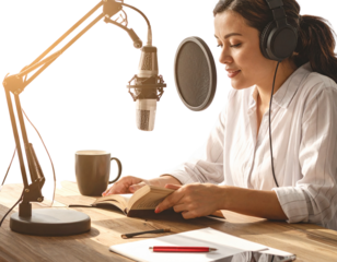 Voice Actor Narrating Audiobook