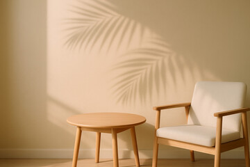Minimalist Living Room Scene with Natural Light and Chair Silhouette