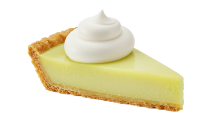 A slice of key lime pie with whipped cream.