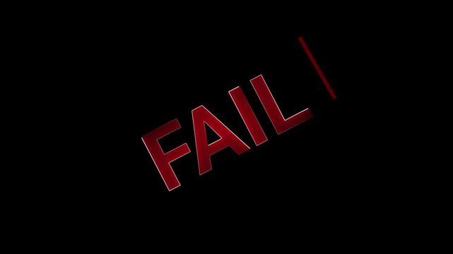 Red color neon fail text animation in 4k.