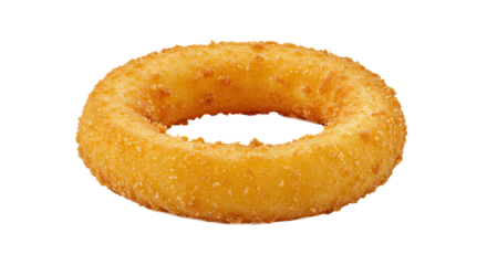 Crispy golden onion ring isolated on white background a delicious snack.