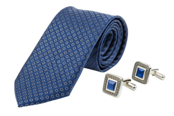 a blue tie with a square pattern partially rolled stylish formal wear