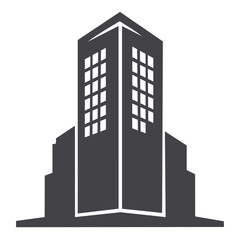 Obraz premium A tall skyscraper logo in a cityscape, suitable for real estate, construction, or corporate branding