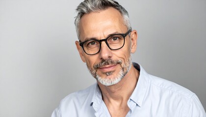 Mature man smiles softly