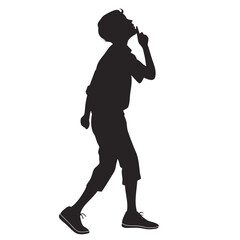 Teenager whistling silhouette