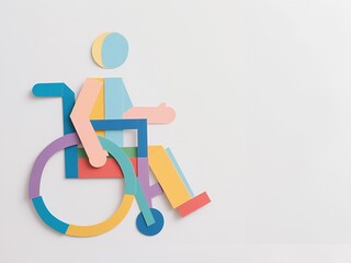Colorful wheelchair illustration for disability awareness 