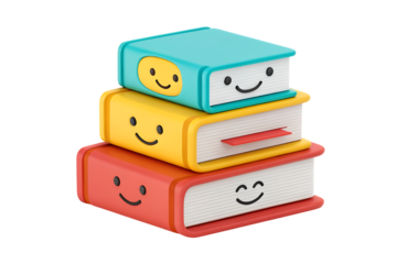 Book stack icon 3d rendering cartoon education design