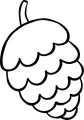 Illustration of a Pinecone in White and Black Outline