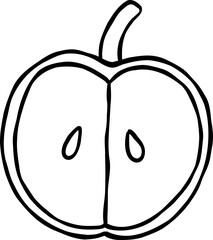 Illustration of Apple Slice With Seeds Outline