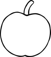 White Apple Outline Hand Drawn