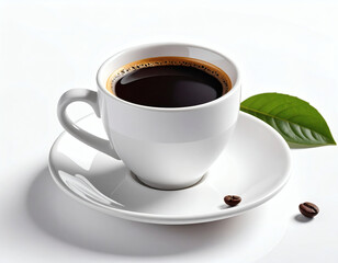 Obraz premium A simple, classic cup of hot black coffee, isolated on a clean white background. Perfect for commercial use and versatile graphic design.