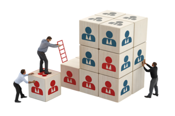 Business teamwork communication concept cube assembli success