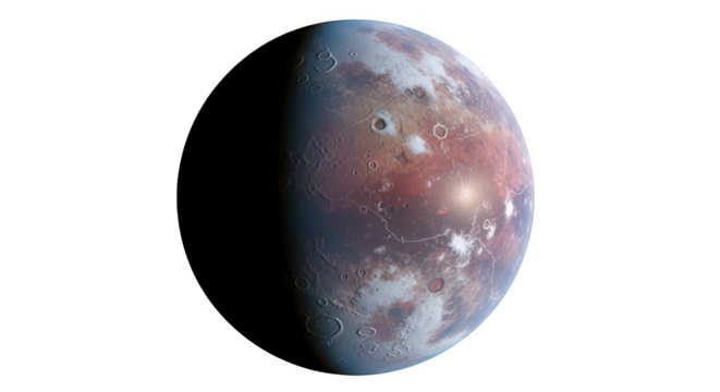 An artistic rendering of the dwarf planet pluto isolated on transparent background