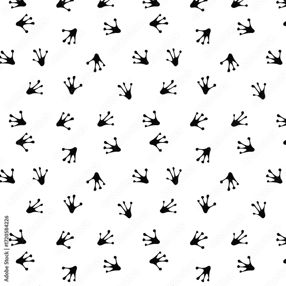 Aufkleber seamless pattern with frog footprint in black color with transparent square background