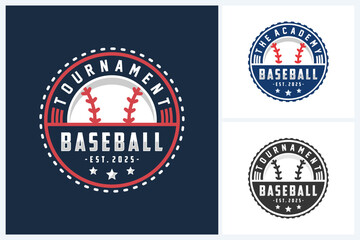 Baseball tournament logo badge design vector illustration, Baseball logo sport team design template, baseball icon sport emblem vector