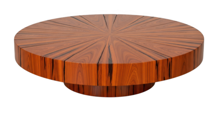Round wooden coffee table isolated on transparent background
