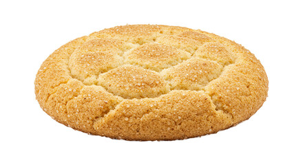 Round light brown baked cookie closeup view delicious looking.
