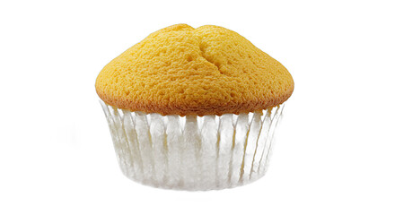 Single golden muffin in paper liner.