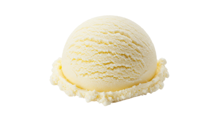 Single scoop of vanilla ice cream close up.