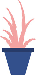 Simple flat illustration of a decorative indoor plant in a blue flower pot.