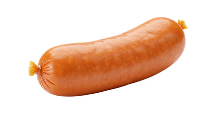 Single whole orange sausage wrapped in plastic.
