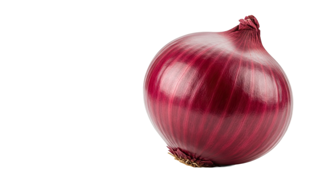 Vibrant red onion bulb isolated on a clean white background.