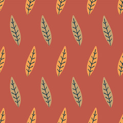 Warm orange seamless autumn leaf design